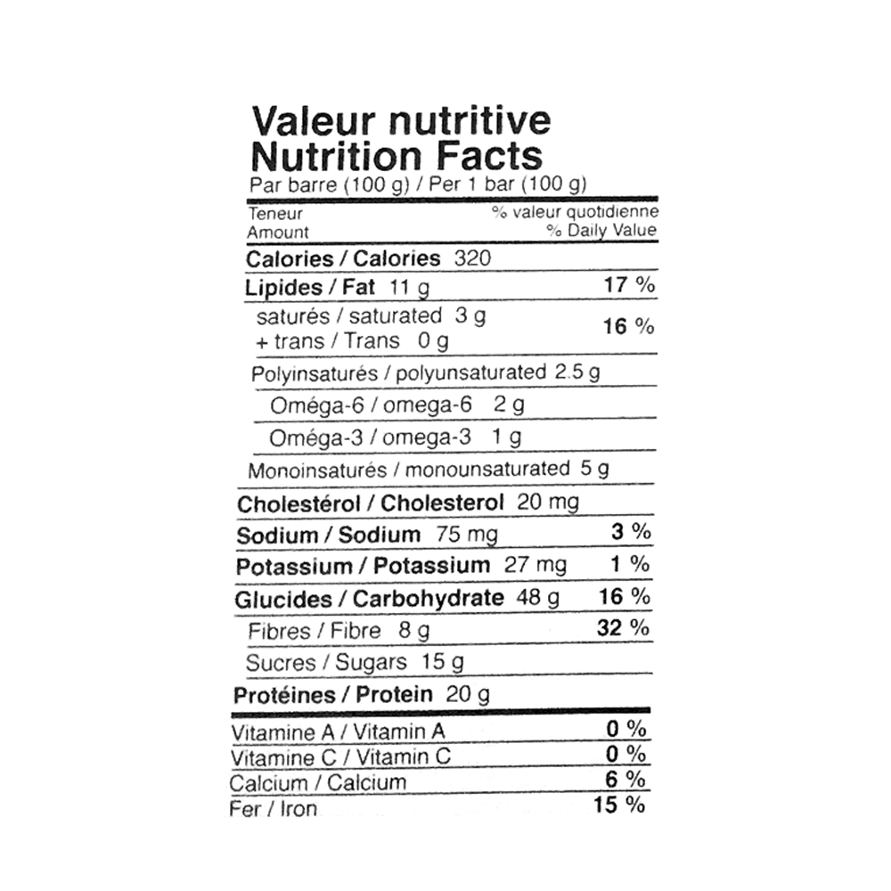 Nutrition Facts, Oatmeal Gold, Energy Bar, My Supplements