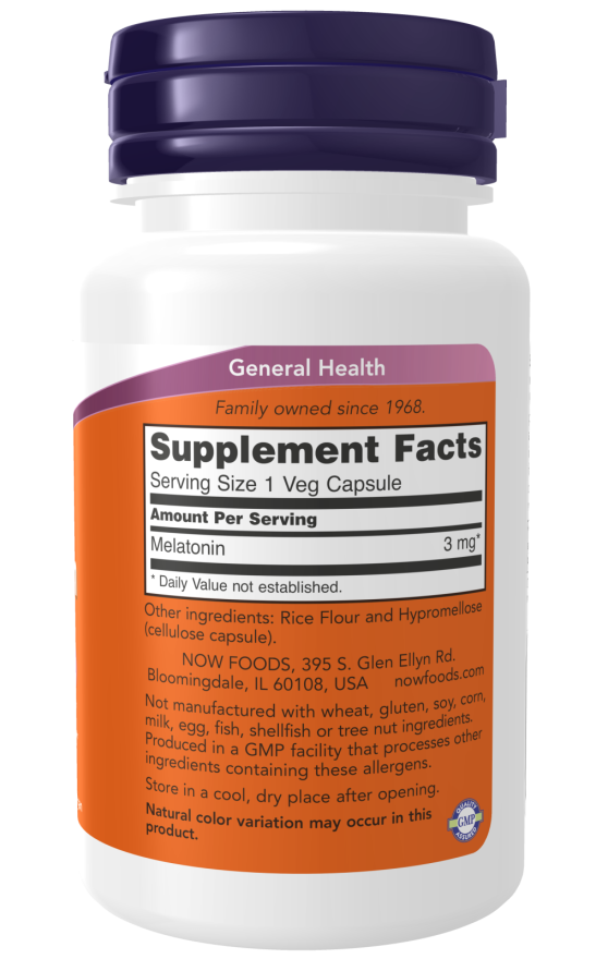NOW - Melatonin 3mg - 60vcap
