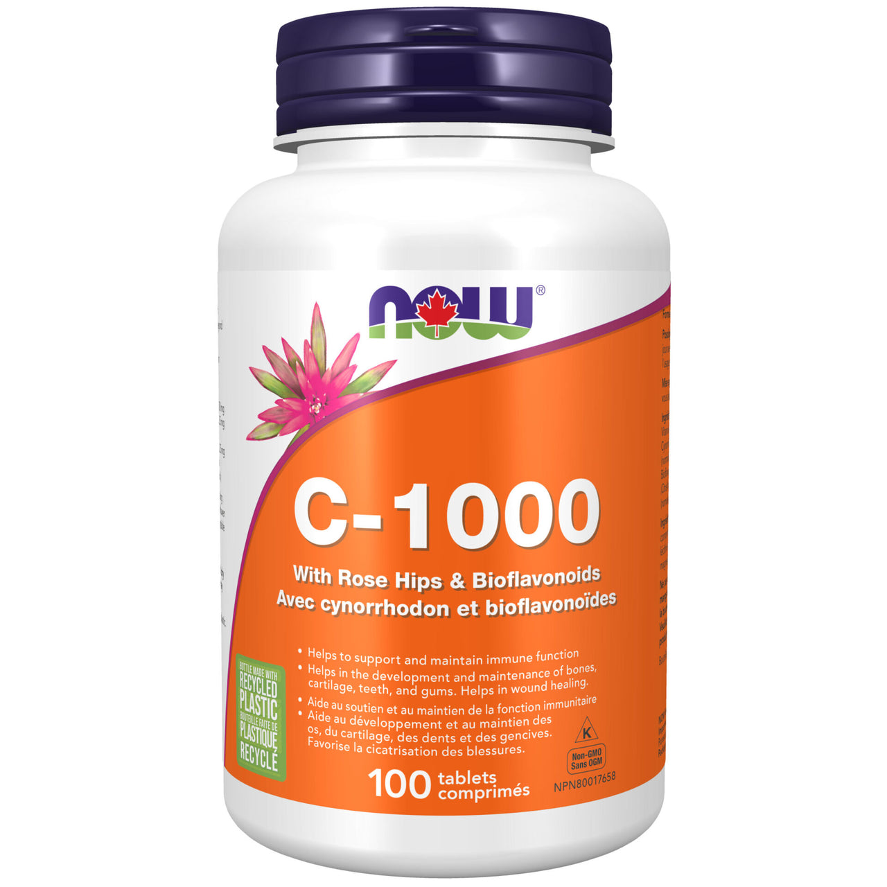 NOW Vitamin C-1000 Sustained With 100mg Bioflavonoids 100 Veggie Caps