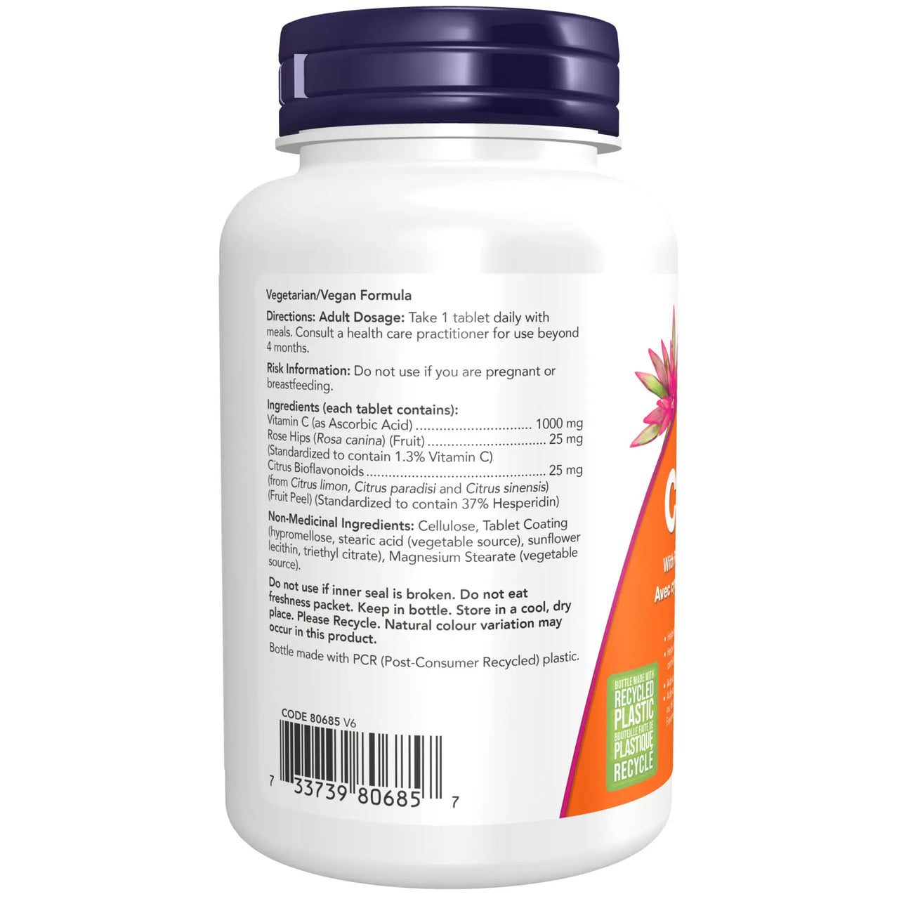 NOW Vitamin C-1000 Sustained With 100mg Bioflavonoids 100 Veggie Caps