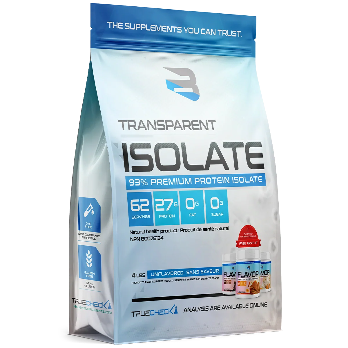 Believe Supplements - Transparent Whey  - 4.4lbs Unflavoured