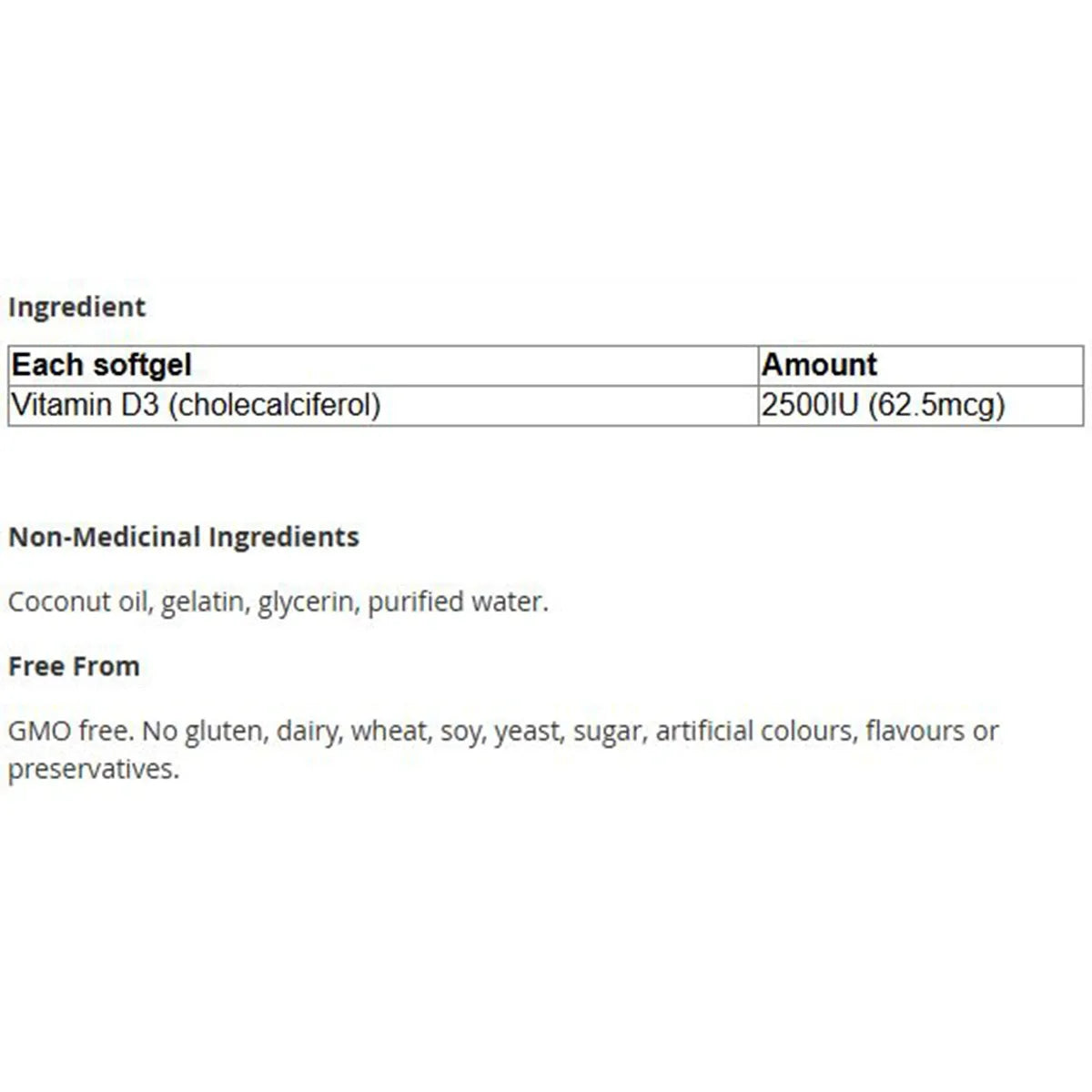 CanPrev - Vitamin D3 2500iu 120 Softgels