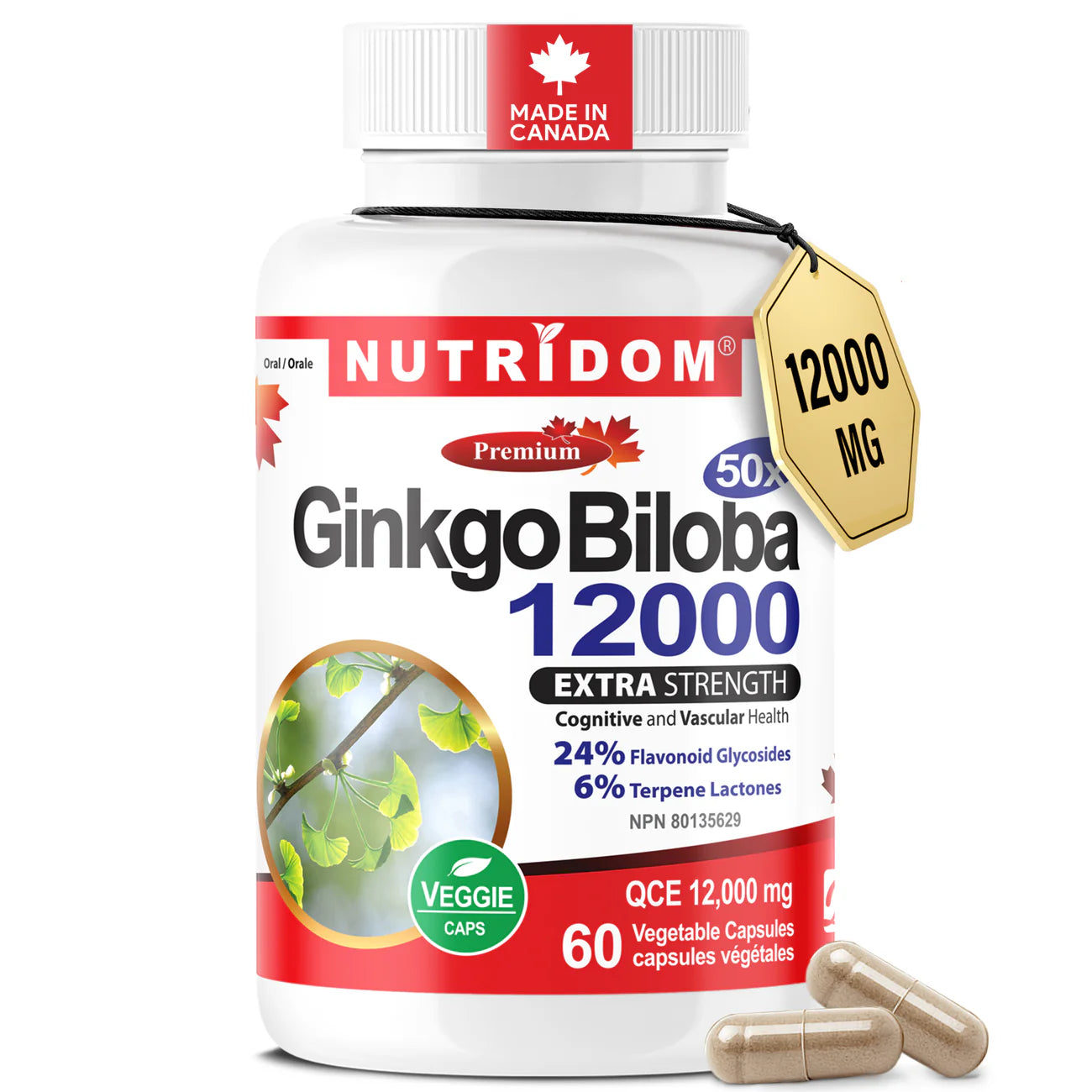 Nutridom - Ginkgo Biloba 12000 Extra Strength 60 veg caps