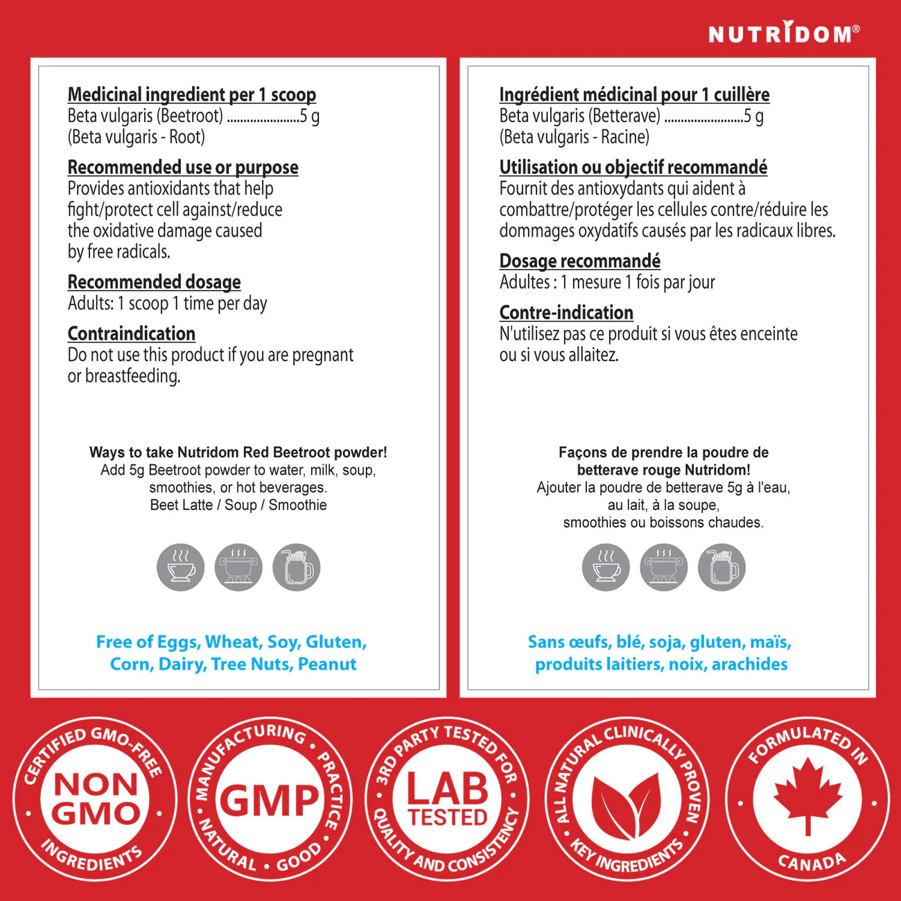 Nutridom - Red Beetroot Powder 90servs 454g