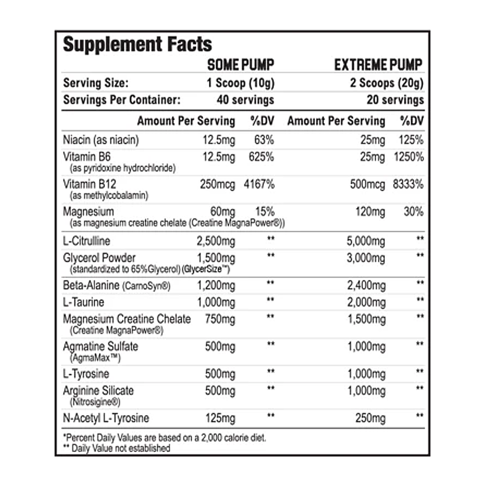 Supplement Facts - Axe & Sledge - Hydraulic Nutrition