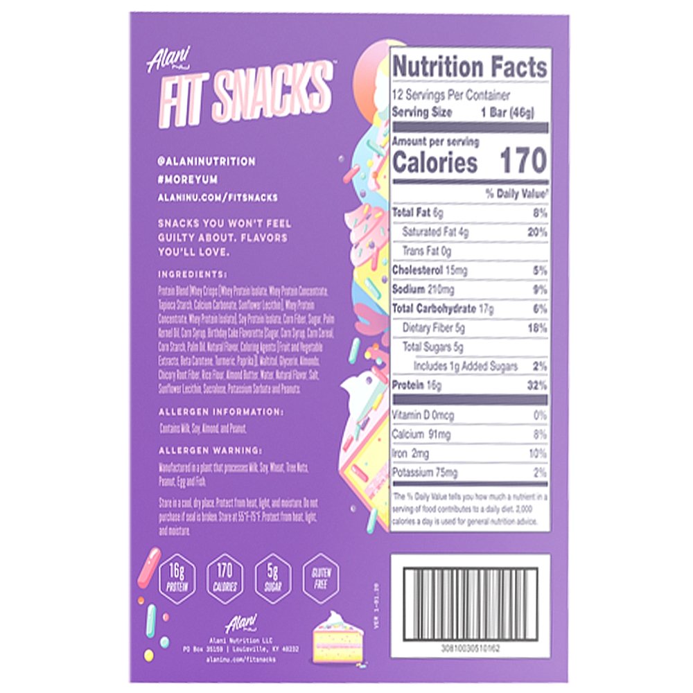 Nutrition Facts Alani Nu - Fit Snacks Protein Bars, Best Protein Bars Canada, My Supplements
