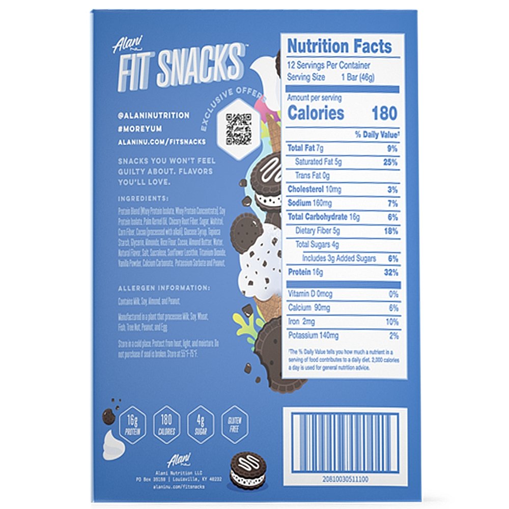 Nutrition Facts Alani Nu - Fit Snacks Protein Bars - Canada's Best Online Supplements Store, Alani Nu Fit Snacks