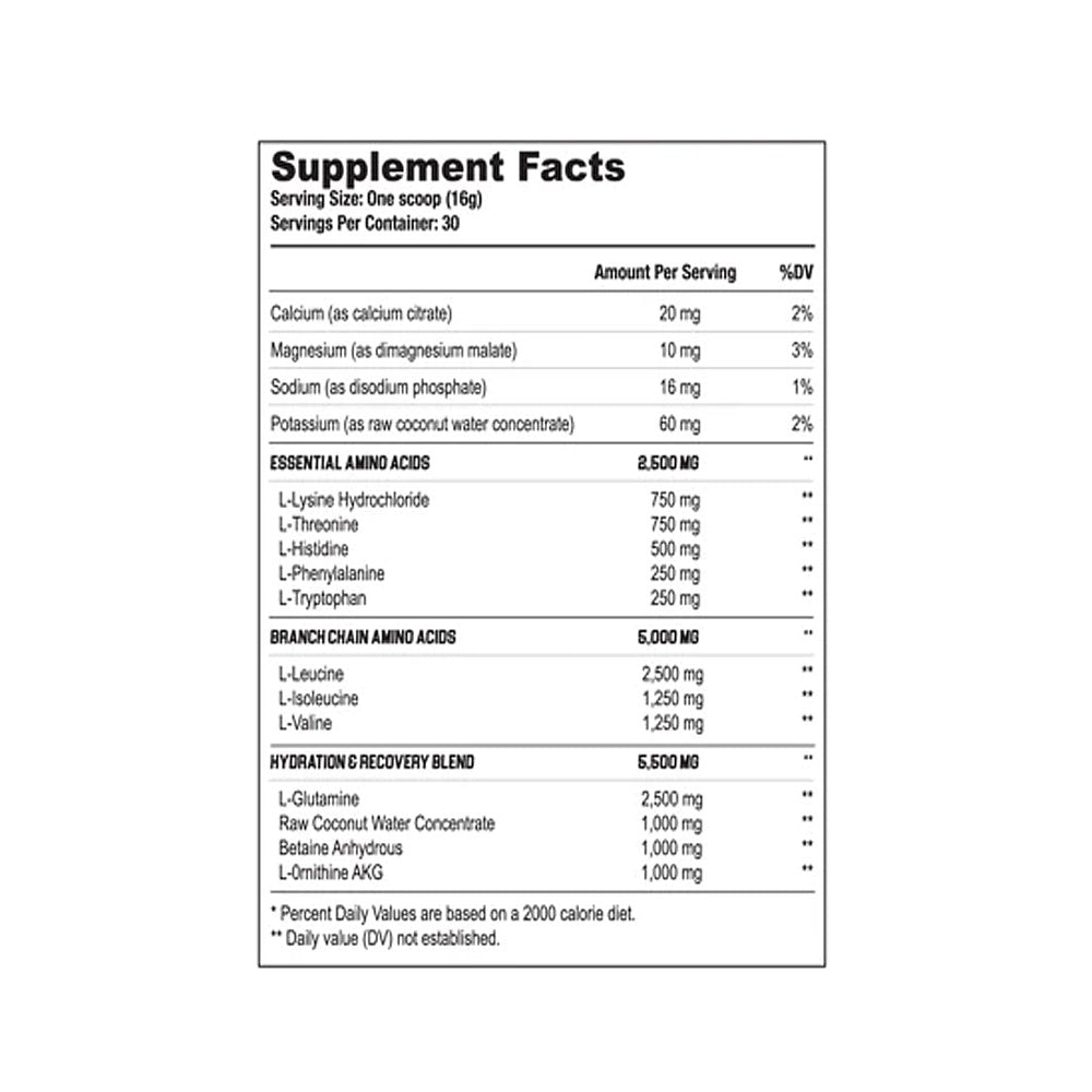 Supplement Facts Axe & Sledge - The Grind - EAA + Hydration - BCAA